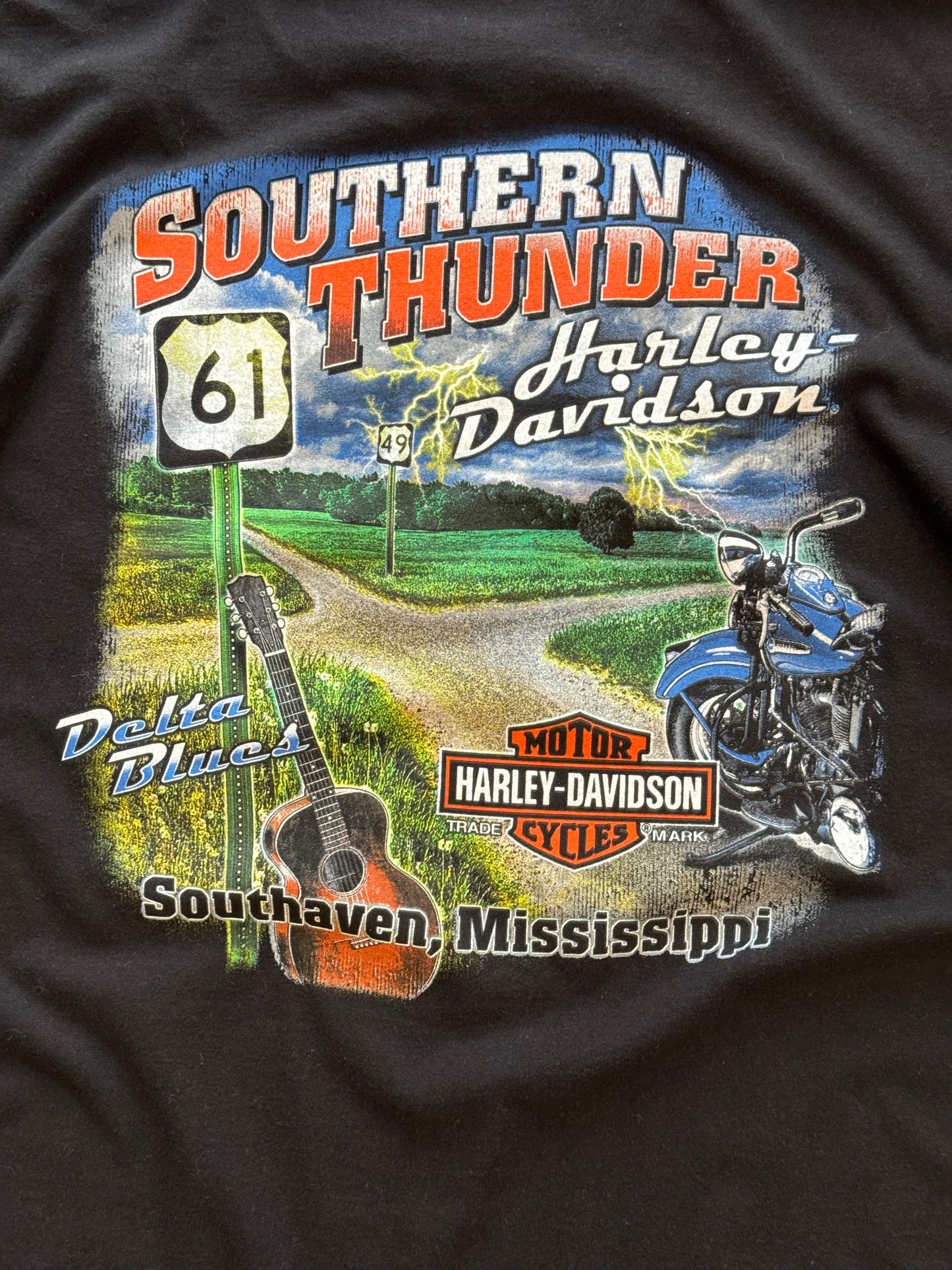 Harley Davidson USA Tričko 2017 “Southern Thunder Delta Blue” Southaven, Mississippi (L)