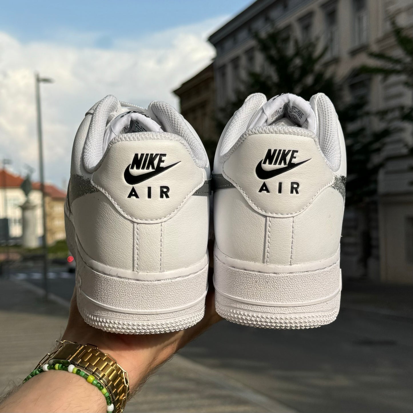 Nike Air Force 1 Low '07Spray Paint Swoosh White Black Grey